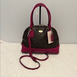Coach Cora Domed Chocolate/Pink  Satchel Crossbody EUC